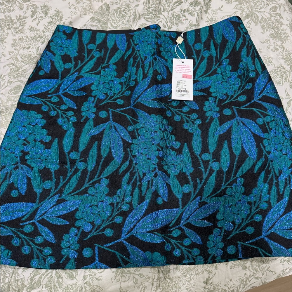Lilly Pulitzer Blue and Green Floral Mini Skirt